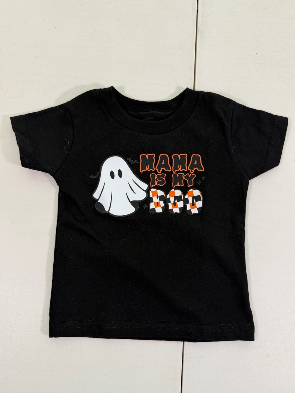 Halloween Toddler Boy Girl Mama's My Boo! Short Sleeve Shirt Black 6-9 Month